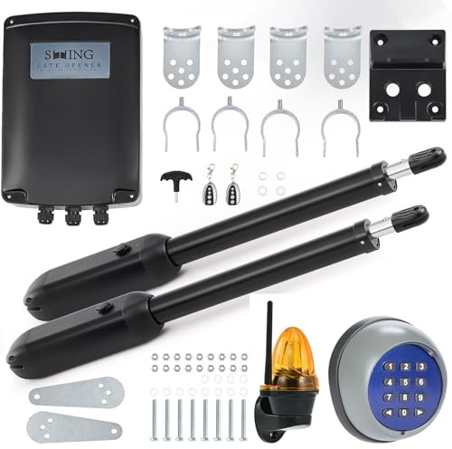 CO-Z Dual Swing Gate Opener Kit, Electric Gate Opener for Doors up to 500kg*2 6m, Driveway Home Garden Gate Opening System for Double Gates with Remote Controls & Warning Light & Wireless Keypad