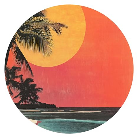 DEQORI Carta da parati rotonda autoadesiva Ø 80 cm | motivo tropicale glut | tela tessile – staccabile, decorativa e indeformabile – per soggiorno, ufficio, corridoio o cameretta dei bambini