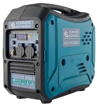 K&S Könner&Söhnen Generatore di inverter KS 3000i S 3000 W con potenza massima di 3,3 kW, generatore di corrente eco modalità, unità di emergenza invertita pura onda sinusoidale, benzina invertitore