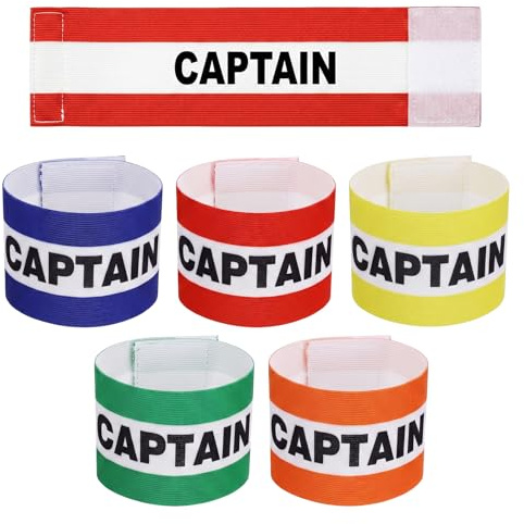 Sorcristy 5 Pcs Captain Bands, Football Captain Armbands | for Youth and Adults Breathable Nylon Sports Arm Bands Accessory for Football Rugby Basketball
