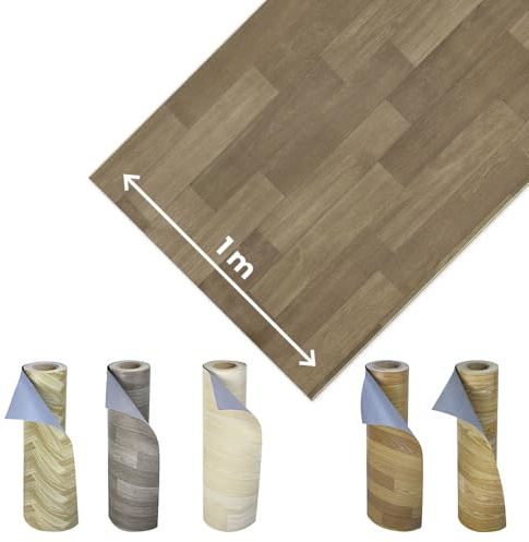 OLIVO.shop Revêtement de sol en PVC vinyle sol au mètre design bois imperméable, rouleau facile à couper 1 et 2 mètres (DARK BROWN, 1x3m)