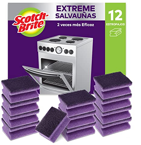 Scotch-Brite Estropajo de cocina de alto rendimiento, 12 esponjas por paquete - para limpiar ollas, sartenes y bandejas de horno