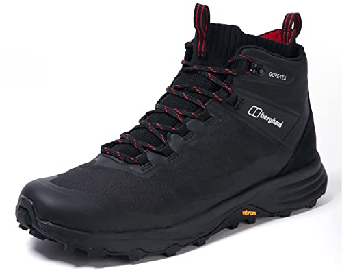Berghaus Men's Vc22 Multisport Gore-Tex Mid-Ankle Walking Hiking Boots | Durable | Waterproof | Breathable | Vibram, Black/Red, 8