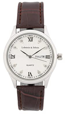 Lobstein & Söhne® Armbanduhr 12-Stunden Analog-Ziffernblatt, Wasserdicht bis 3 ATM, Verstellbarer Verschluss, inkl. Batterie und Verpackung, für Mode und Freizeit (Augstus - braun)