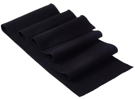 BENECREAT Rippbündchenstoff, 100x15 cm Stretch-Feinripp-Strickstoff Schwarz Elastisches Strickmaterial Für Bund, Nackenband, Manschetten, Jackenverlängerung, Bekleidungszubehör