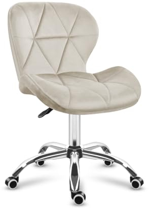 MARK ADLER Future 3.0 Homeoffice Stuhl, Schreibtischstuhl, Ergonomischer Bürostuhl mit Samtbezug und Metallrahmen, Höhenverstellbar, Bequem, Stabil, Geeignet für Arbeitszimmer oder Esszimmer, Beige
