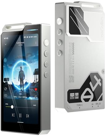 HiBy R4 Android MP3-Player mit integriertem Bluetooth und WiFi 4DAC Android 12 Unterstützung Wiedergabe DSD PCM MQA mit 4,4mm bal 32GB Speicher (Silber)