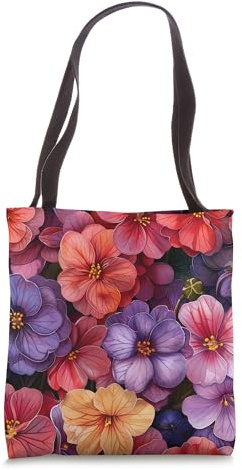 Bergenia Flower Watercolor Pattern Graphic Tote Bag