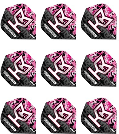 RED DRAGON Darts - Jugador Profesional Keegan Brown Hardcore Premium Estándar Extra Grueso - 100 Micrón - Vuelos de Dardos 3 Juegos por Paquete (9 Vuelos de Dardos en Total)