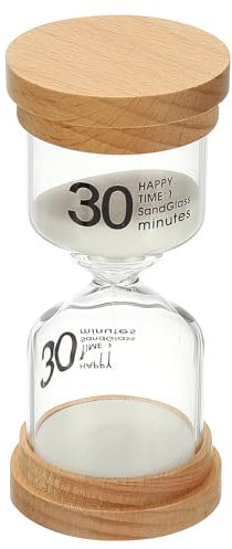 PATIKIL 30 Minute Sand Timer, Wooden Sand Watch High Borosilicate Glass Sandglass Sand Clock for Games, Classroom, Kitchen, Office, Home Decoration, White