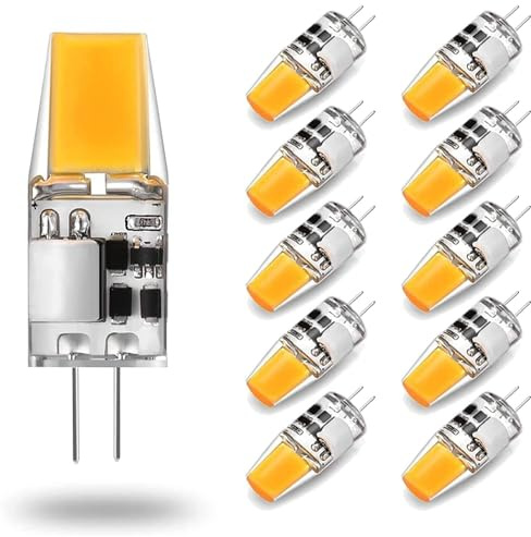 AMMQEG Lámparas LED g4, bombillas LED 5w G4 4000k blanco Natural 500lm, reemplazables bombillas halógenas de 50w, sin parpadeo, 12v AC/dc, lámparas de asiento de pluma de 360 ° 10 piezas