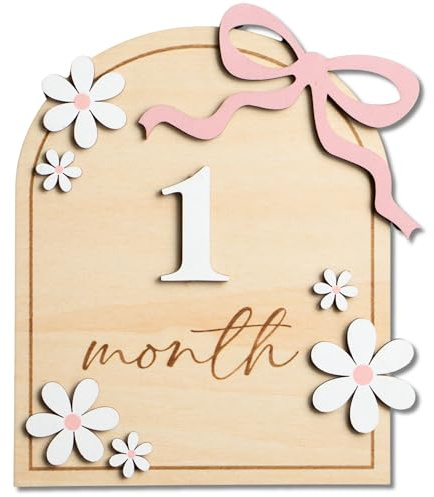 Baby Monthly Milestone Sign,1-12 Monthly Baby Milestone, Month Milestone Baby Girl, Baby Months Milestone, Newborn Photography Props Double-Sided (B14)