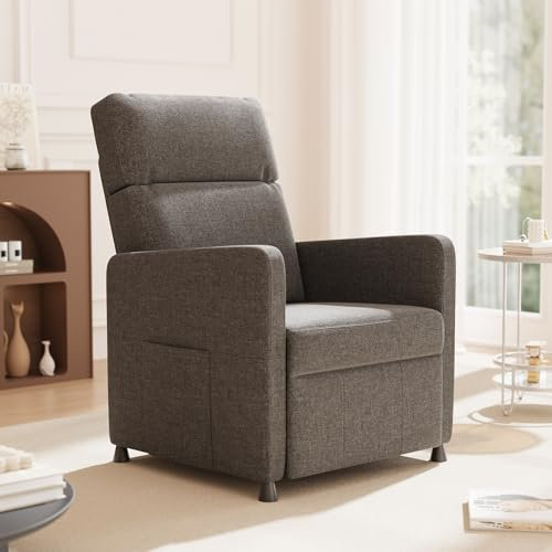 Electric Recliner Armchair, Recliner Chair with Reclining Function, Modern Reclining Single Sofa Adjustable Footrest Backrest with Side Pocket for Living Room/Home Office