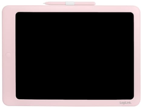 LogiLink AA0182 – Pizarra Infantil LCD de 14 Pulgadas, borrable y regrabable, Parte Trasera de Pizarra Blanca, respetuosa con los Ojos, Color Rosa