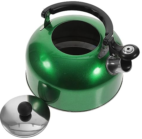 FELTECHELECTR 1pezzi Bollitore Acciaio Spesso Con Fischietto Per Gas e Induzione Bollitore Ad Alta Capacità Per Tè e Bevande Calde Adatto Piani Cottura Elettrici Verde