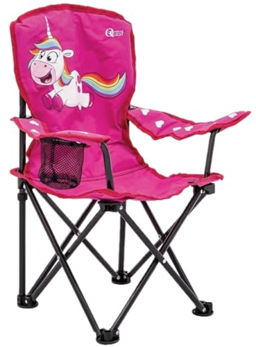 Quest Animal Kids Camping Chairs – Lightweight Folding Portable Chair with Carry Bag – Fun Children’s Outdoor Seat for Camping, Garden, Beach, Picnic & Bedroom – 6 Cute Animal Designs (Unicorn)