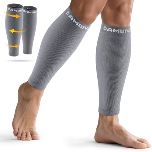 CAMBIVO Manchon Compression Mollet Femme Homme pour Sport, 2 Paires | Bas de Contention sans Pied, Tissu Respirant, Ajustement Élastique, Confort des Jambes pour Sport et Voyage Avion