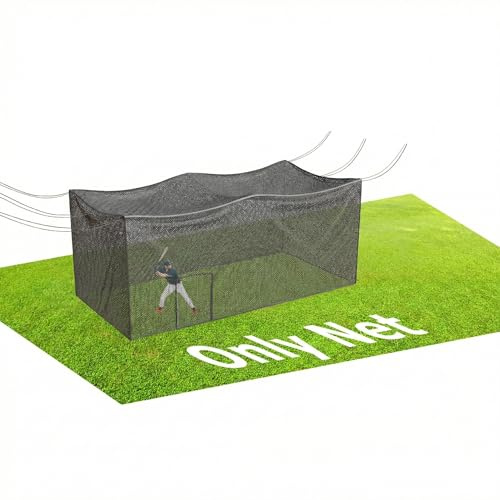 Batting Cage Netz, UV-stabilisiertes HDPE, schwarz, 4,5 cm quadratisches Netz, quadratisches Netz, 6,3 mm Randseil, Seitentür – Baseball- und Softball-Netz – Größen: 2,4 x 2,4 x 6,1 m, 3 x 3 x 10,7 m