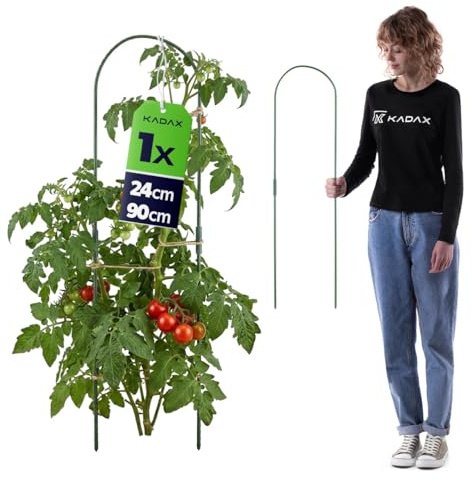 KADAX Växtstång 24 x 90 cm, växtstöd av stål med plastbeläggning, växtstöd för tomater, gurkor och klätterväxter, växtbåge för växthus