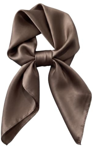 IGXX Brun sidenhalsduk, 70x70cm fyrkantig satin, halsduk för kvinnor, hårinpackning, klassisk bandana