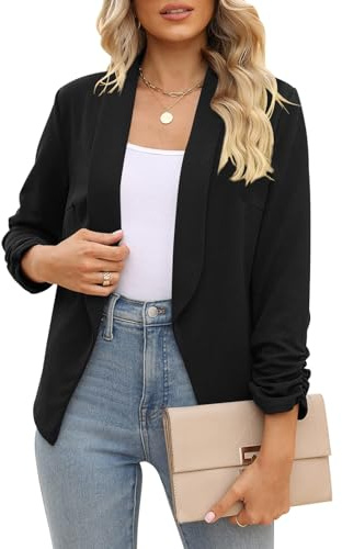 POGTMM Black Suit Jacket for Women Business Jackets Women Blazers for Work (S, Black)