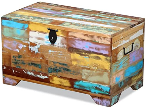vidaXL Cassapanca Baule Stoccaggio Tavolino Cassa Legno Massello Anticato