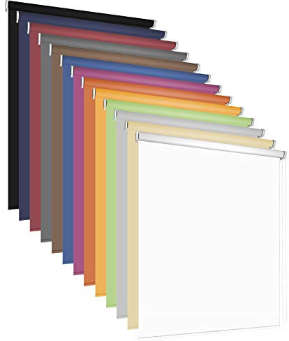 Rollo Sonnenschutz für Fenster & Tür 13 Farben Breite 60-220 cm Stoff Blickdicht Lichtdurchlässig Montage mit Bohren Wand Decke Kettenzugrollo Seitenzugrollo Tageslichtrollo (200 x 180 cm, Gelb)