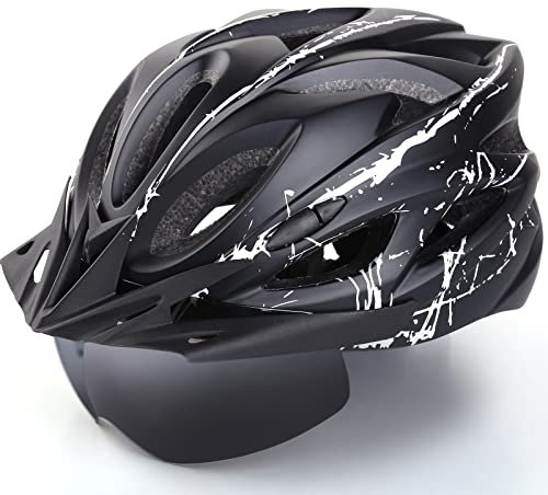 Founten Cycle Helmet Adult, Cycling Bike Helmet with Goggles Visor UV Protective, Mountain & Road Bicycle Helmets Adjustable Size Adult Cycling Helmets for Men Women