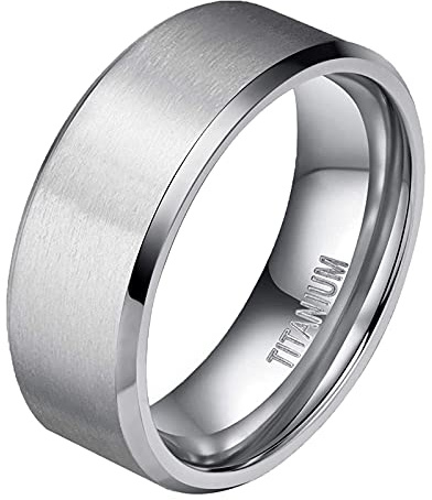 Zakk Anillos de titanio para mujer y hombre, mate, cepillados, anillos de compromiso 4mm 6mm 8 mm 10mm (10mm,68 (21.6))