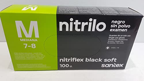 Lot de 100 gants en nitrile noir M SANTEX