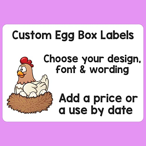 Personalised Egg Box Labels Custom Egg Boxes Printed Sticky Labels Chicken Hen (10 Sheets (180 Labels))