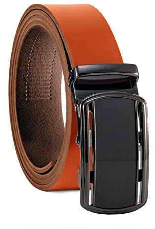Fa.Volmer ® Gürtel Herren Echtleder mit Ratsche Automatikschließe | Breite: 35mm, Bundgröße: 125cm | kürzbar | Riemenfarbe cognac | Modellreihe ATG (08-cog-Firenze)