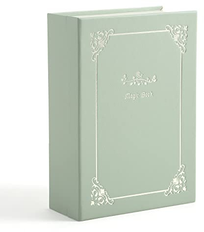 CASEGRACE Boîte à bijoux en cuir synthétique - Motif livre magique pour boucles d'oreilles, bracelets, colliers, bagues - Pour femmes et filles - Vert