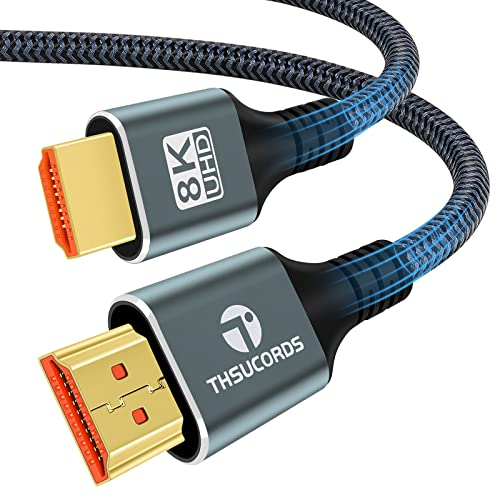 Thsucords 8K 4K Câble HDMI 1M, Câble HDMI vers HDMI 2.1 tressé haute vitesse 8K@60Hz, 4K@120Hz 144hz 48gbps Compatible with Roku TV/PS5/HDTV/Blu-ray