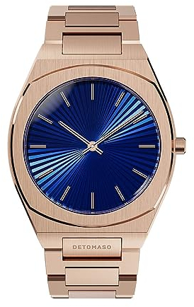 DeTomaso VOLTRE Nightsky Rose Rosegold Blau Damen-Armbanduhr Analog Quarz Stahl Armband Rosegold