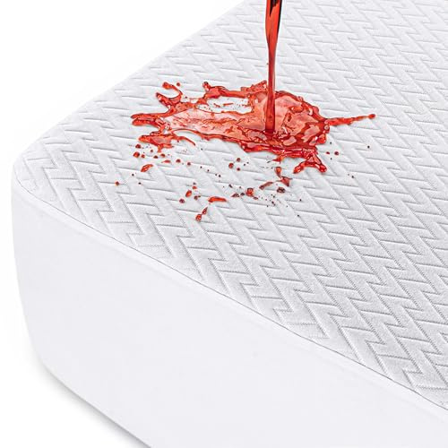 Utopia Bedding Protector de colchón Impermeable (150 x 200 x 30 cm) Diseño en Zigzag Premium, Tejido Suave y Transpirable 3D, Funda de colchón Ajustable con Bolsillos Profundos y elásticos