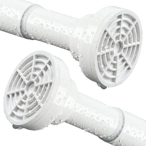 Shower Curtain Rod, Stainless Steel Extendable Shower Curtain Pole Tension Rods for Curtain No Drilling Shower Curtain Rail Net Curtain Poles for Bathroom Window Kitchen Wardrobe 125-240cm,White