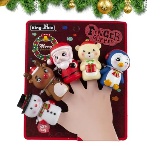 Xijobido Juguetes de Marionetas de Dedo, Marionetas de Dedo de Navidad, 5X Muñeco de Dedo Que Cuenta Cuentos navideños, de Marionetas de Tiempo de Juego de Dibujos Animados, de
