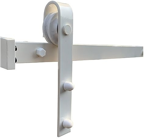 Kit di ferramenta per porta da fienile bianco e nero, per un funzionamento fluido e silenzioso, 183 cm, incluso