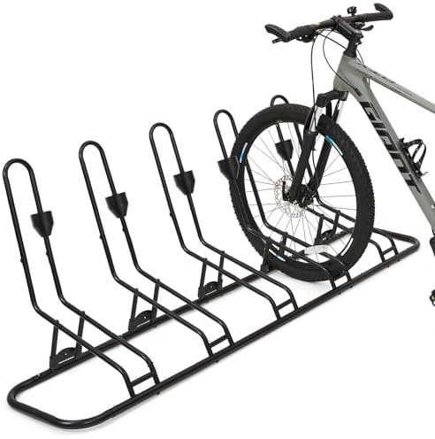 Kingarage Floor Bike Rack for 5 Bikes, Safeguard Disc Brakes & Derailleurs Design, Waterproof Bicycle Stand Indoor/Outdoor/Garage Use, Fits 12-29 Tires, Upgraded 0.63 Steel Tubes for Stability