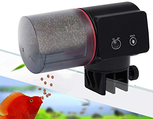Alimentatore automatico per pesci per acquario Distributore elettrico di cibo per pesci Alimentatore automatico con alimentazione a tempo Funzione di alimentazione manuale Rotazione a 360 °