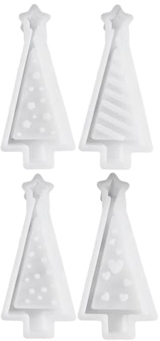 Molde para velas de árbol de Navidad, herramienta de moldeo de velas de árbol de Navidad, 4 piezas, molde de silicona para principiantes, adultos, niños, niñas, estudio en casa, manualidades
