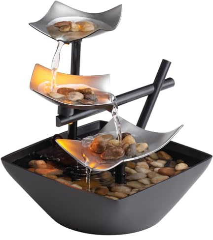 Fuente de agua de mesa para interiores con luces LED, sonido de agua relajante, bomba automática, fuente de agua de mesa para decoración de oficina y hogar