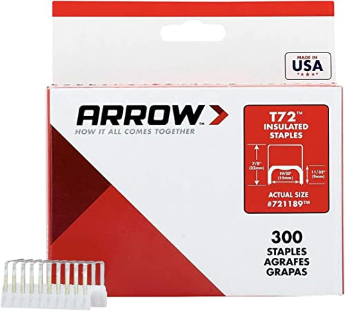 Arrow A721189 isolerade häftklamrar, T72, 9 mm x 15 mm (förpackning med 300), silver