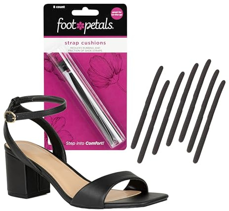 Foot Petals Strap Cushions, Stop Slipping Straps, Reduce Rubbing, Prevent Blisters, Red Marks, Better Fit, Trimmable, 8pcs, Black