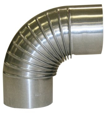 Kamino-Flam Tuyau de Poêle Coude Ø env. 100 mm, Coude de Poêle 90° en Acier Aluminié à Chaud,Testé EN-1856-2, Argenté