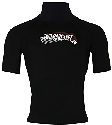 Two Bare Feet Adults Thermal Fleece Lined Rash Vest Short Sleeve - UV Protection Surf Base Layer, Wetsuit Swimming Tops for Surfing (Black Short Sleeve, S)