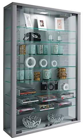 VCM 904115 vitrosa Mini Vetrina a Parete Legno Argento 90 x 59 x 18 cm