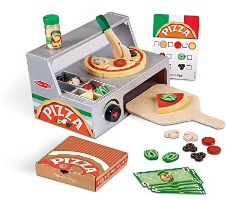 Melissa and Doug Pizza Toy Shop | Wooden Play Food Sets for Children Kitchen Toys for Girls or Boys 3+ | Wooden Food Toys & Play Kitchen Accessories | Wooden Toy Food Set for Kids Kitchen Accessories