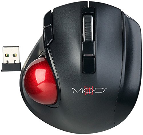 Mod-it Trackball Maus: Kabelloser Funk-Laser-Trackball mit 5 Tasten und Scrollrad, 1.200 DPI (Funk Maus, Kabellose Trackball-Maus, Mauspad)